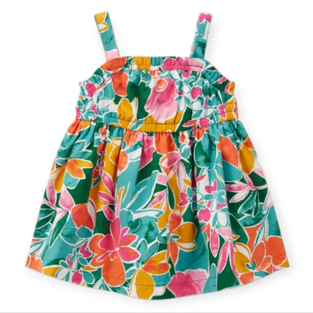 Carter's Dress Tropical Floral Print Sundress Diaper Cover Baby 24 or 9 Months